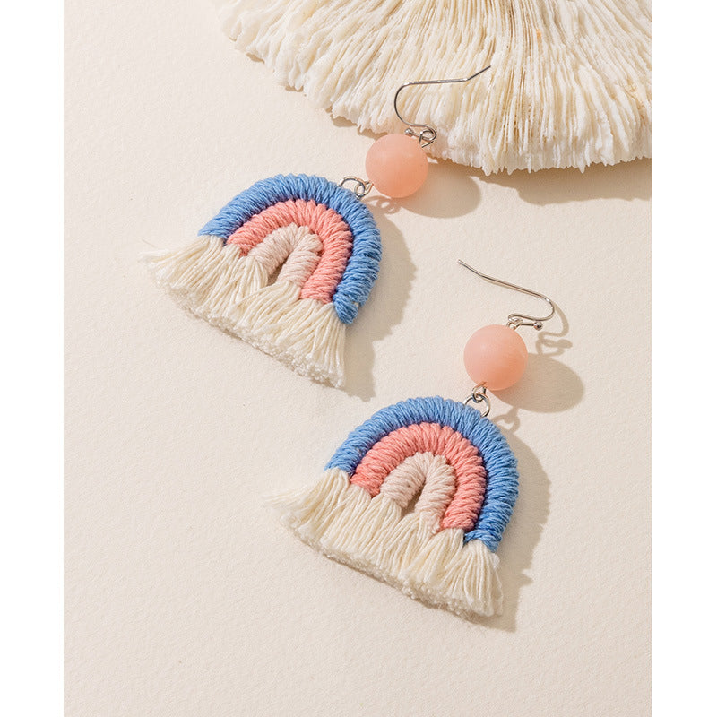 Wholesale Tassel Rainbow Ear Hook Earrings